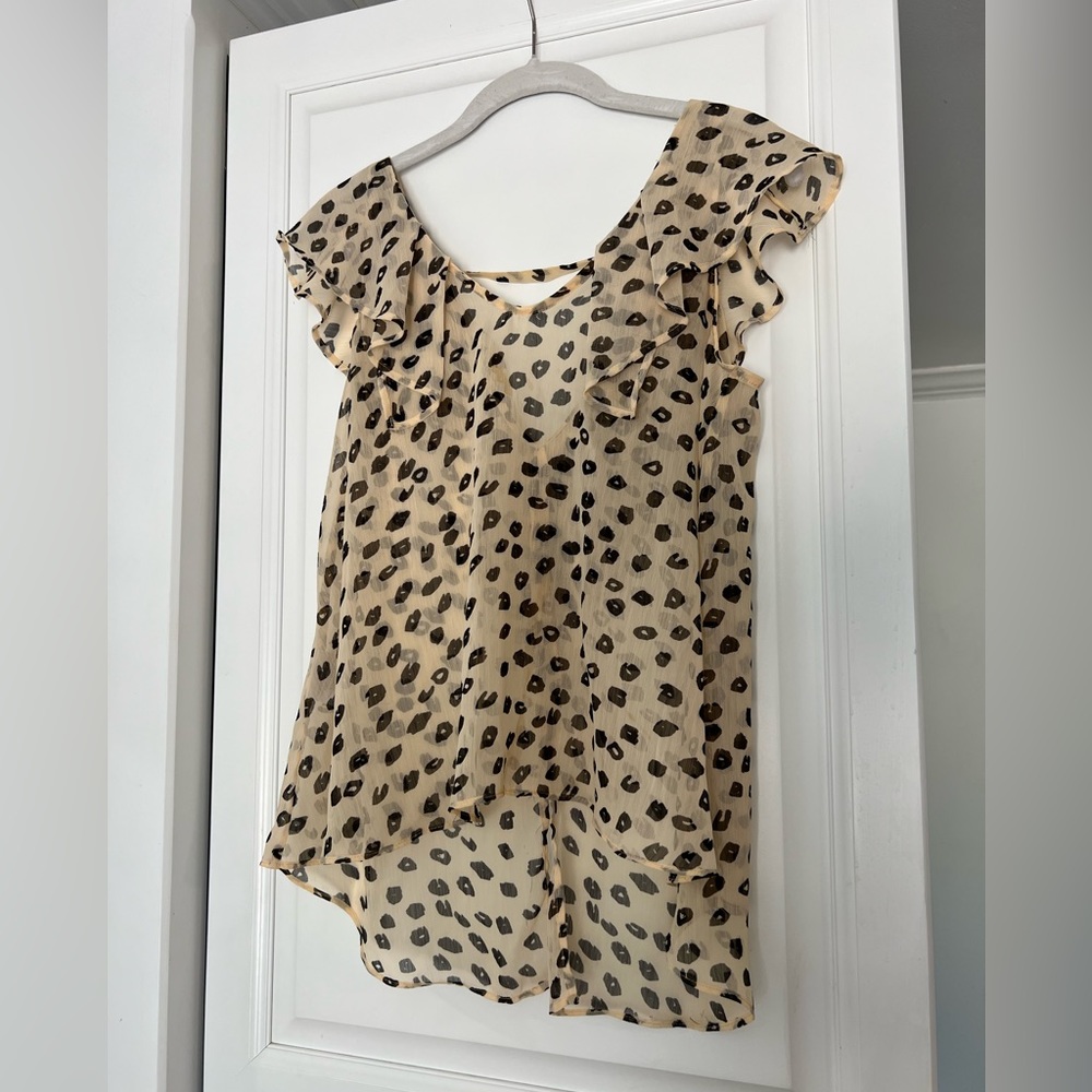 Bcbgeneration Xs Leopard Print Ruffle Blouse - image 2